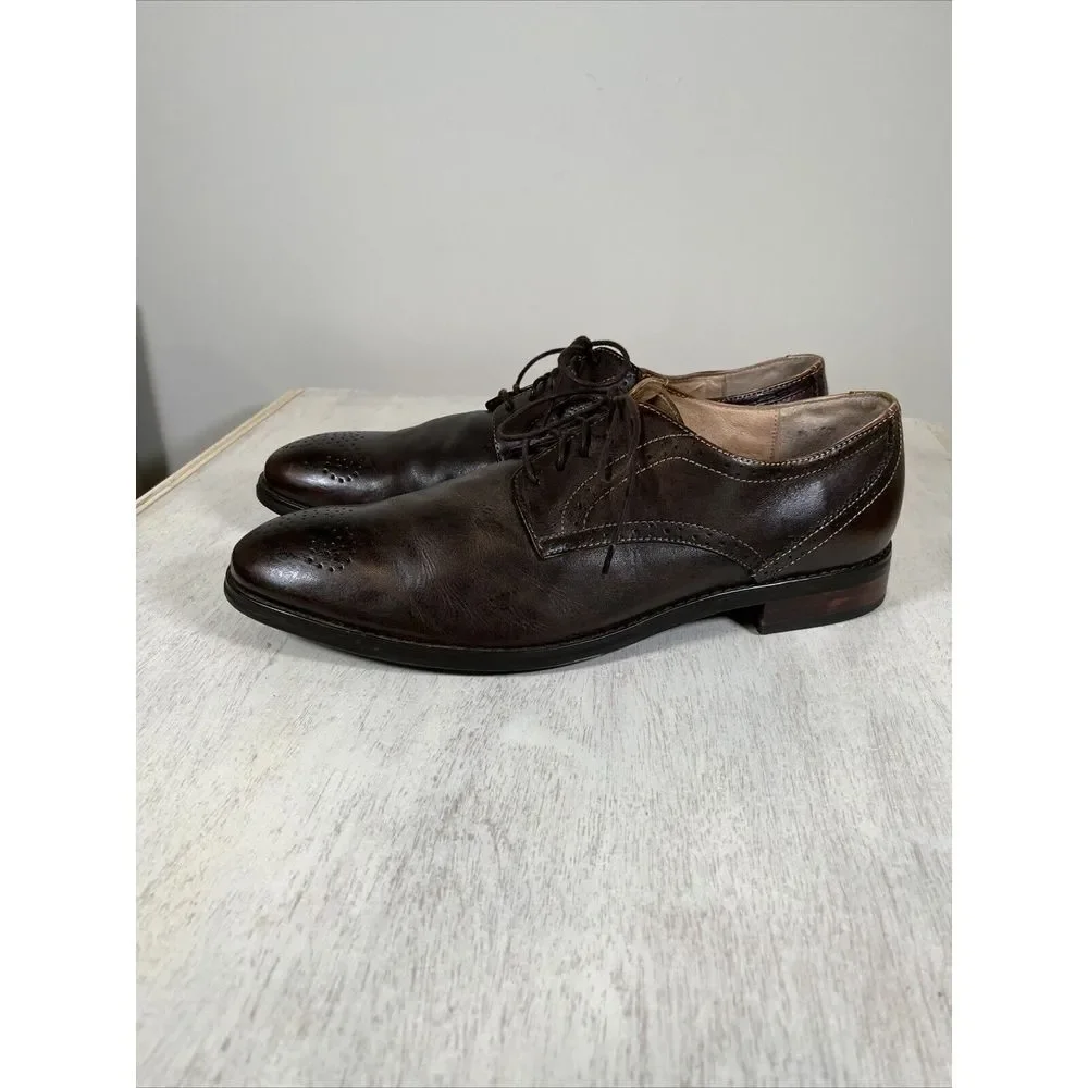 JD Fisk Brown Leather Wingtip Oxford Shoes Men's Size 11‎